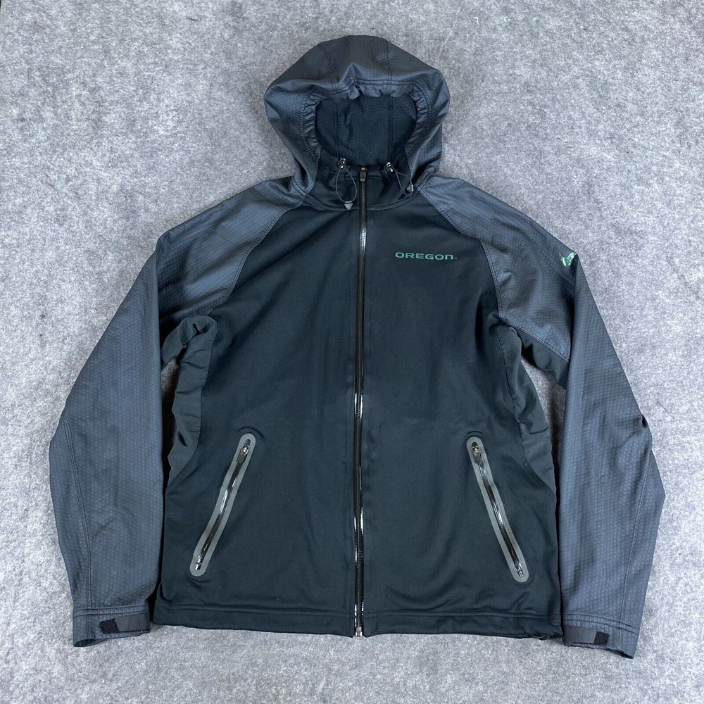 Oregon Ducks Jacket Mens‎ Medium Black Gray Nike Football Full Zip Tech Pack